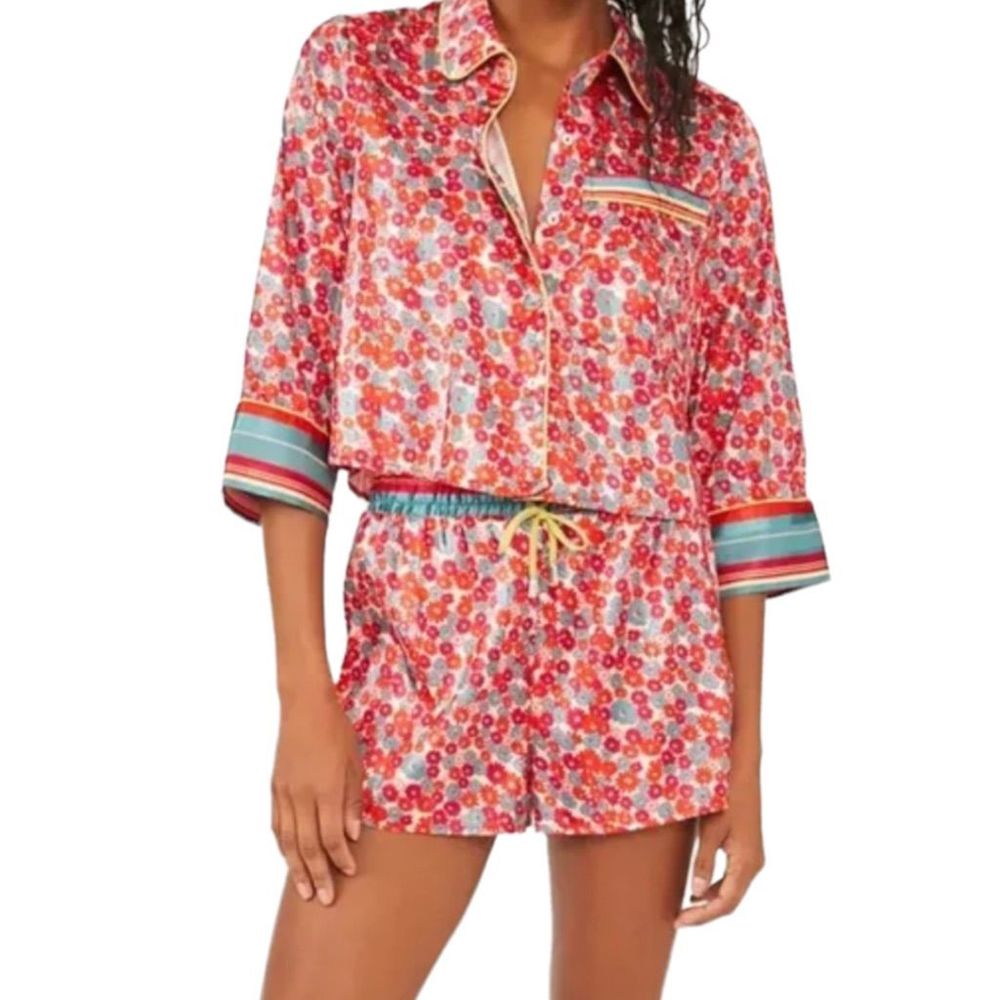 Free People Pillow Talk PJ Set In Poppy Combo